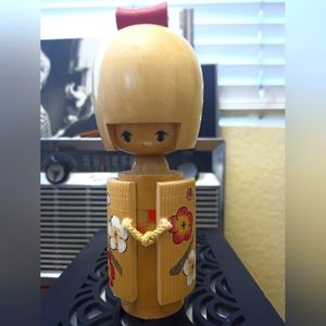 Japanese carved hand-painted wood doll kokeshi doll